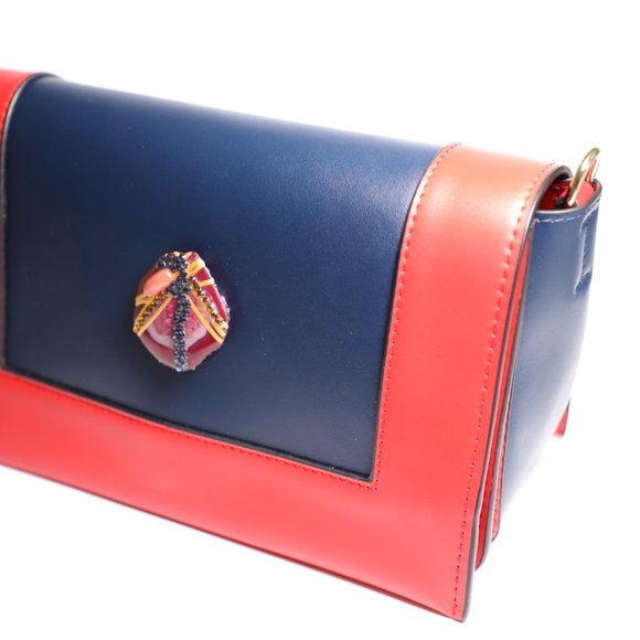 Leather Shoulder bag Genuine NEW Red and Blue Leather by Patricia Adelson - Picture 5 of 6